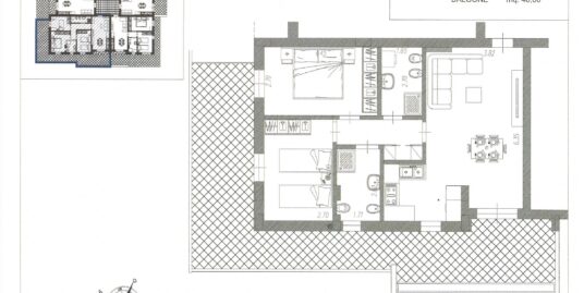 Appartamento in fase di realizzazione con due camere e due bagni – R82/11